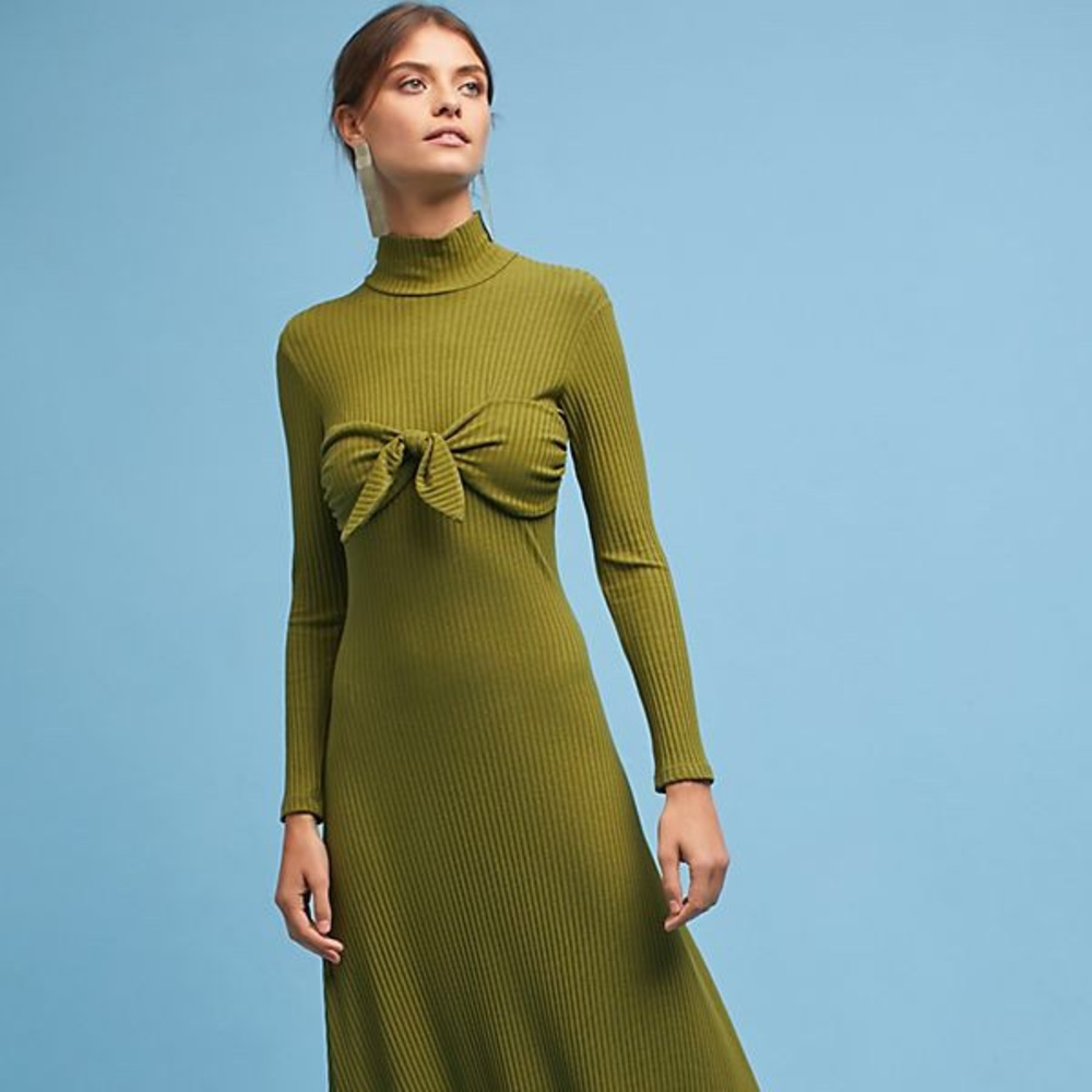 Mara Hoffman Ribbed Tie-Front Midi Dress